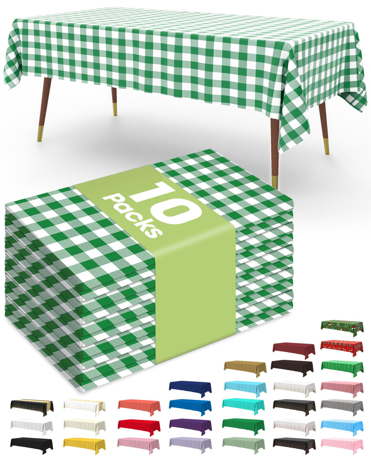Pureegg Plastic Table Cloth Disposable 10 Pack, 54 x 108 Inch Table Cloths, Patriotic Decorations, Thanksgiving, Veterans Day Tablecloths, Rectangle, Plastic Cover, Leakproof & Sturdy, Navy Blue