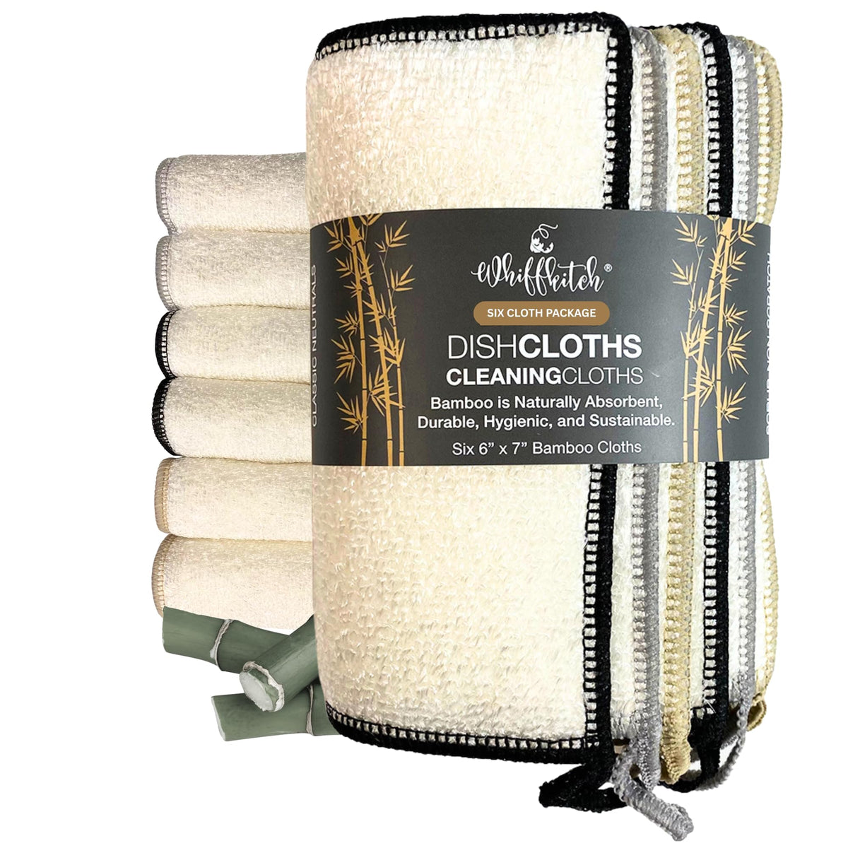Whiffkitch Dishcloths Kitchen Dishrag Cleaning Scrub Reusable 6pk 6x7in