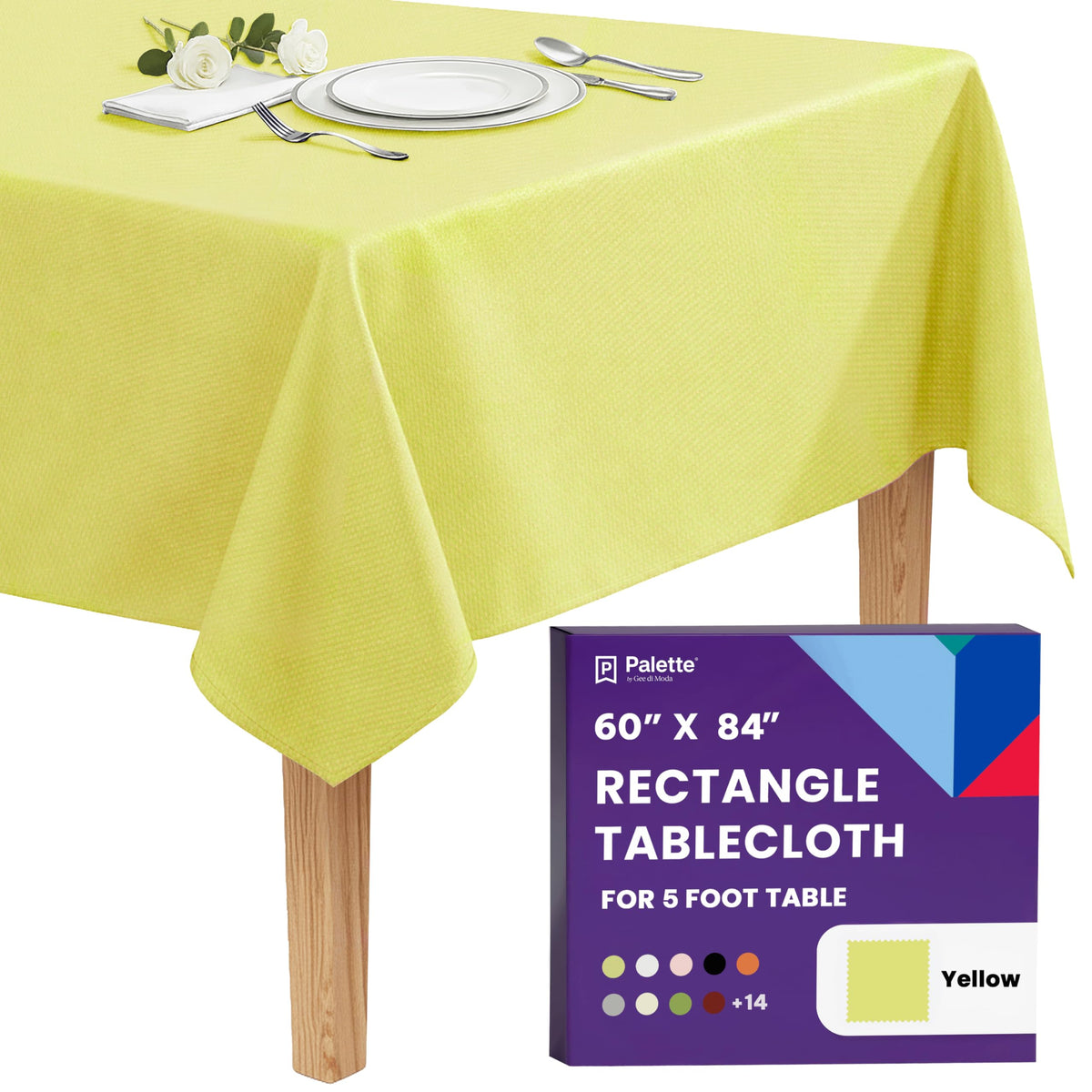 Gee Di Moda Rectangle Tablecloth - 90 x 132 Inch Beige Table Cloth for 6 Foot Tables with Floor-Length Drop - Heavy Duty Washable Fabric for Holiday Party, Dinner, Weddings & Baby Shower