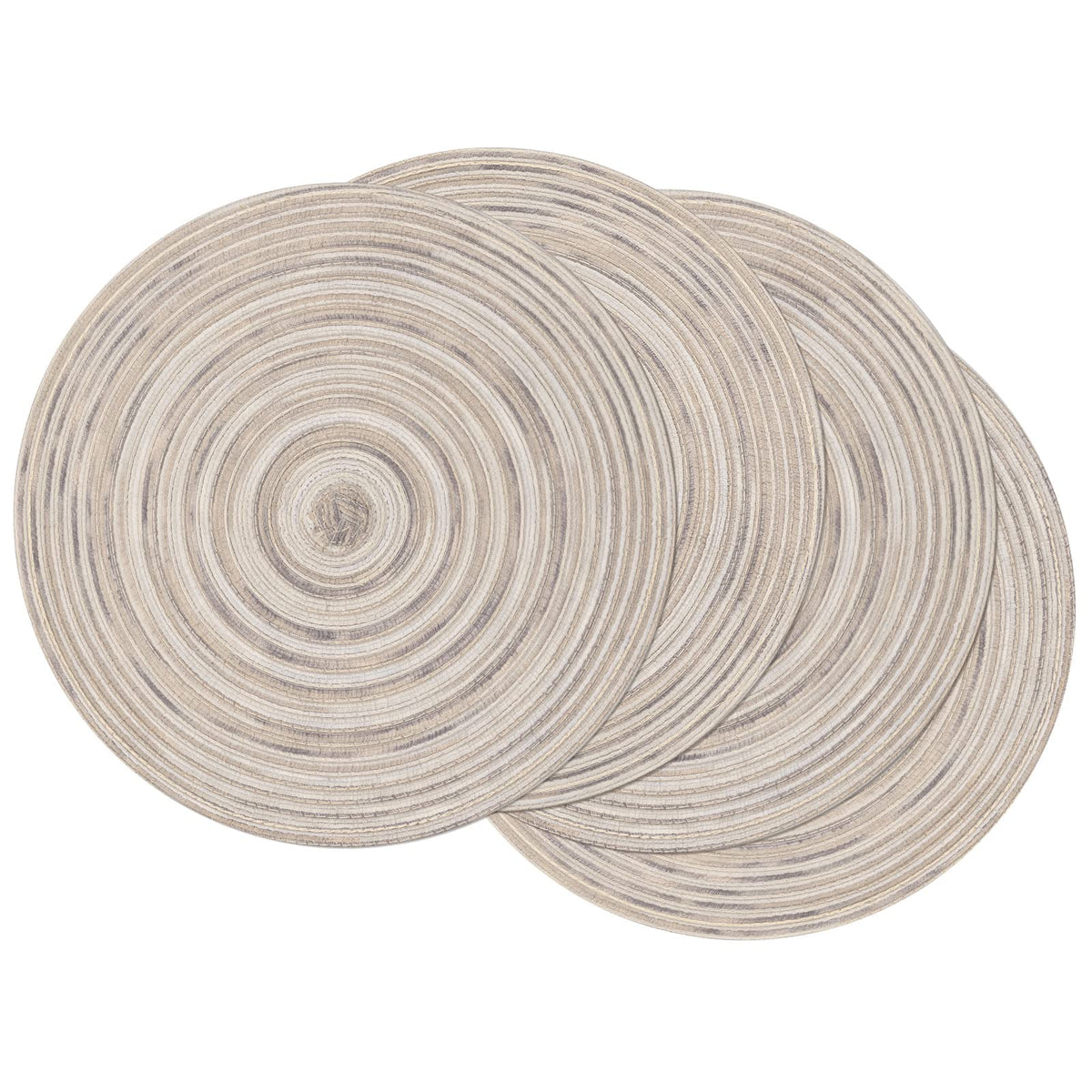SHACOS Round Braided Placemats Set of 4 Dining Table Placemats 15 inch Circle Place Mats Easy to Clean Table Mats Indoor Outdoor, Blue Gray