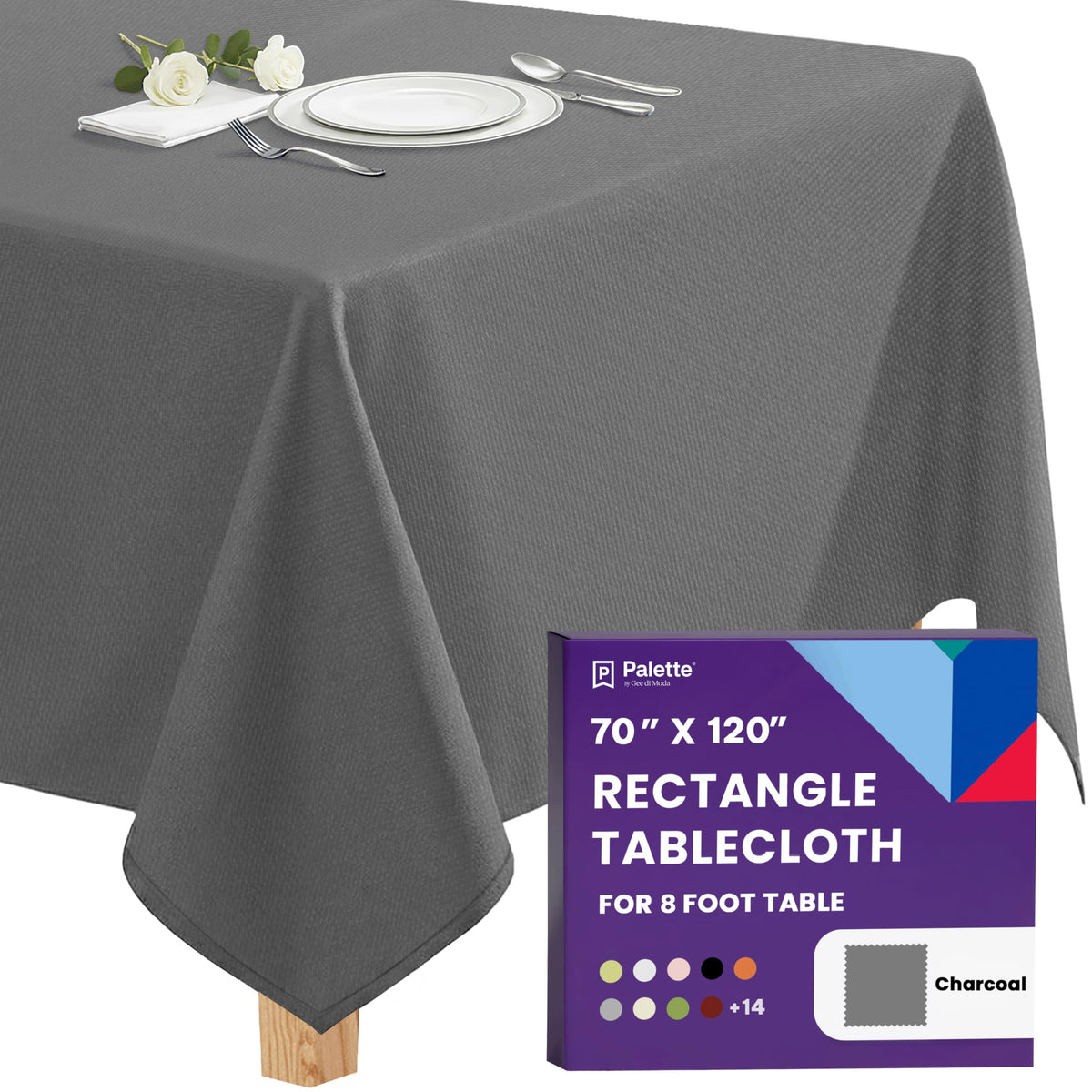 Gee Di Moda Rectangle Tablecloth - 90 x 132 Inch Beige Table Cloth for 6 Foot Tables with Floor-Length Drop - Heavy Duty Washable Fabric for Holiday Party, Dinner, Weddings & Baby Shower