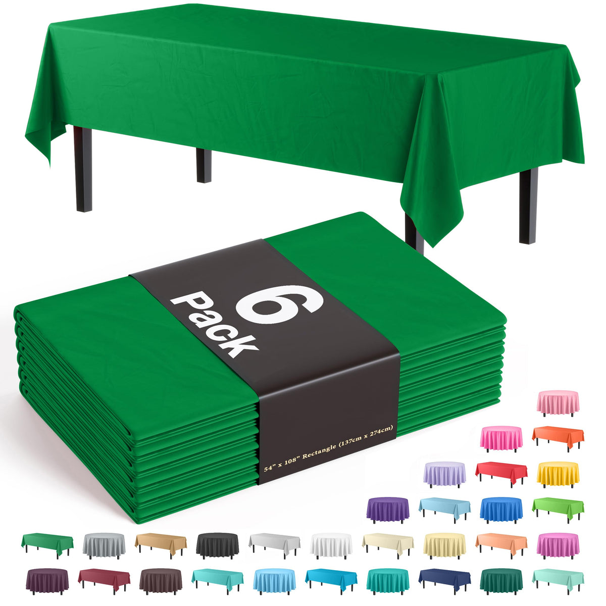 Exquisite Ivory Plastic Table Cloth Disposable 6 Pack - 54 x 108 Inch Rectangle Tablecloth for 6 Foot Tables - Waterproof Table Cover for Party Wedding Birthday Graduation BBQ Catering