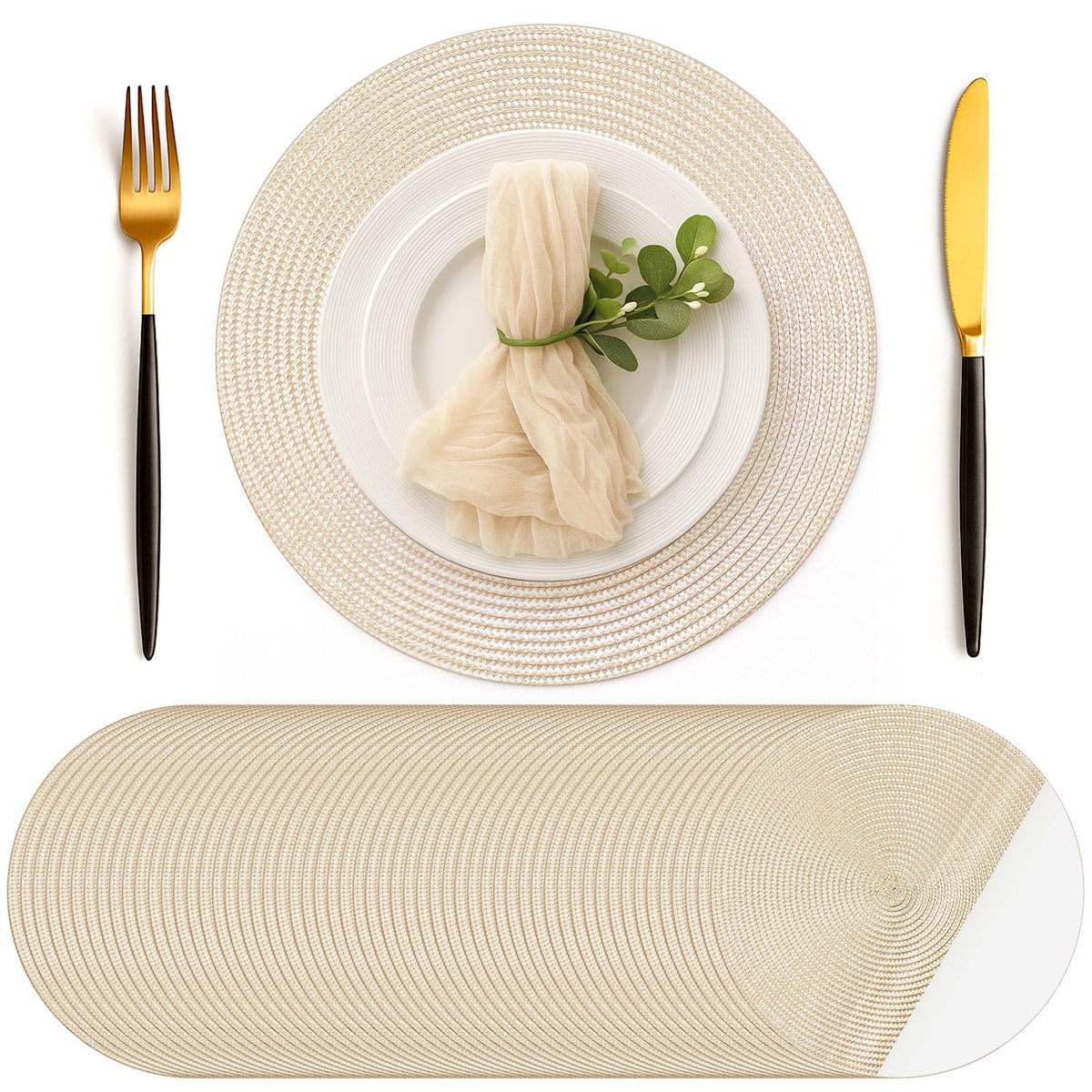 Geosar 100 Pcs Disposable Paper Placemat Cotton Woven 13'', Beige