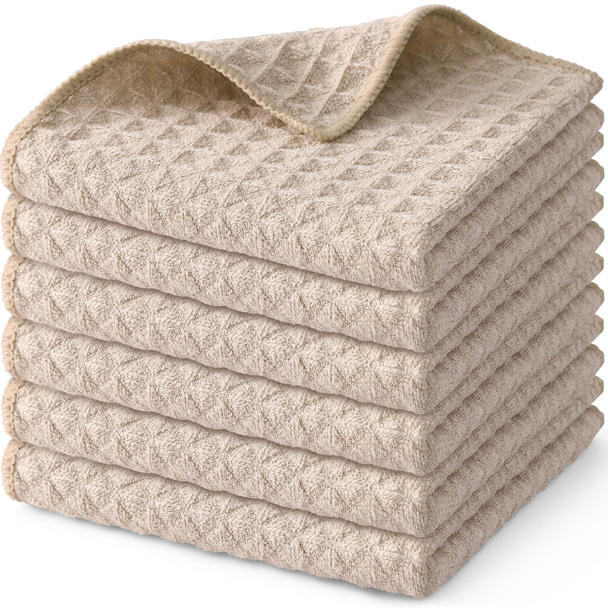Homaxy Microfiber Waffle Weave Kitchen Dish Cloths, 6-Pack, White