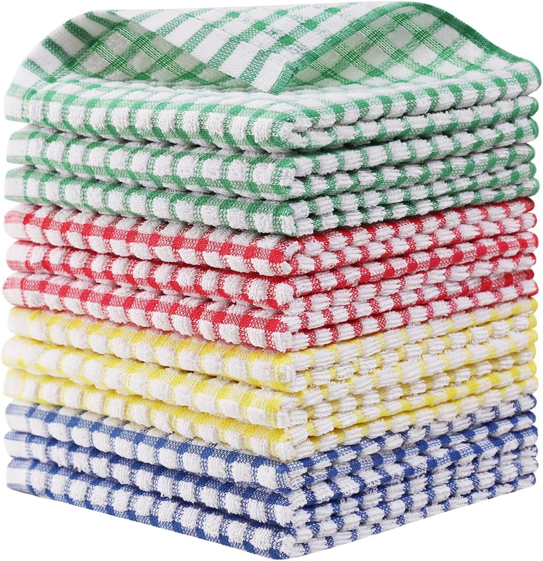 Egles 12 Pack 100% Cotton Kitchen Dish Cloths, 12 x 12 Inch Dishcloths