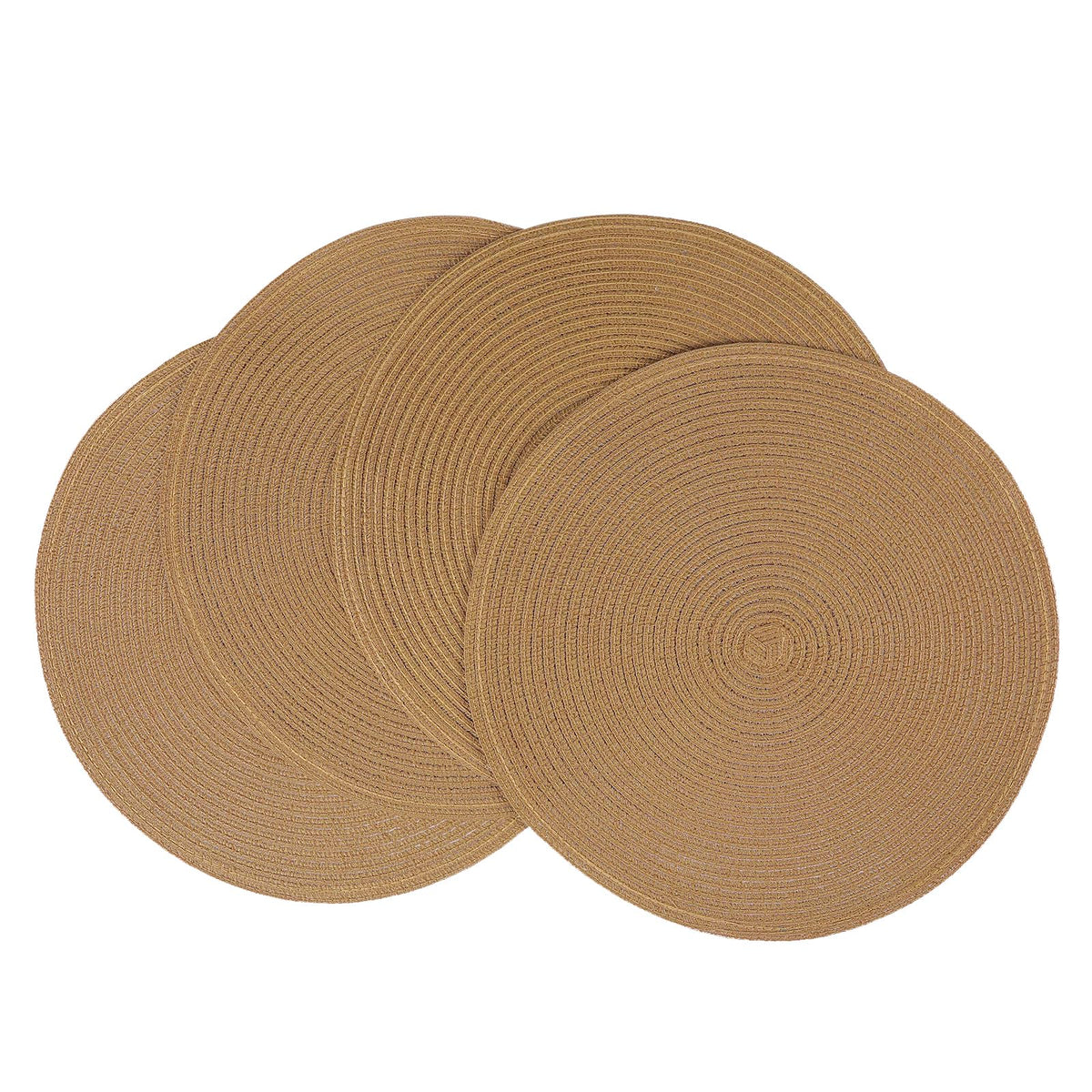 SHACOS Round Braided Placemats Set of 4 Dining Table Placemats 15 inch Circle Place Mats Easy to Clean Table Mats Indoor Outdoor, Blue Gray