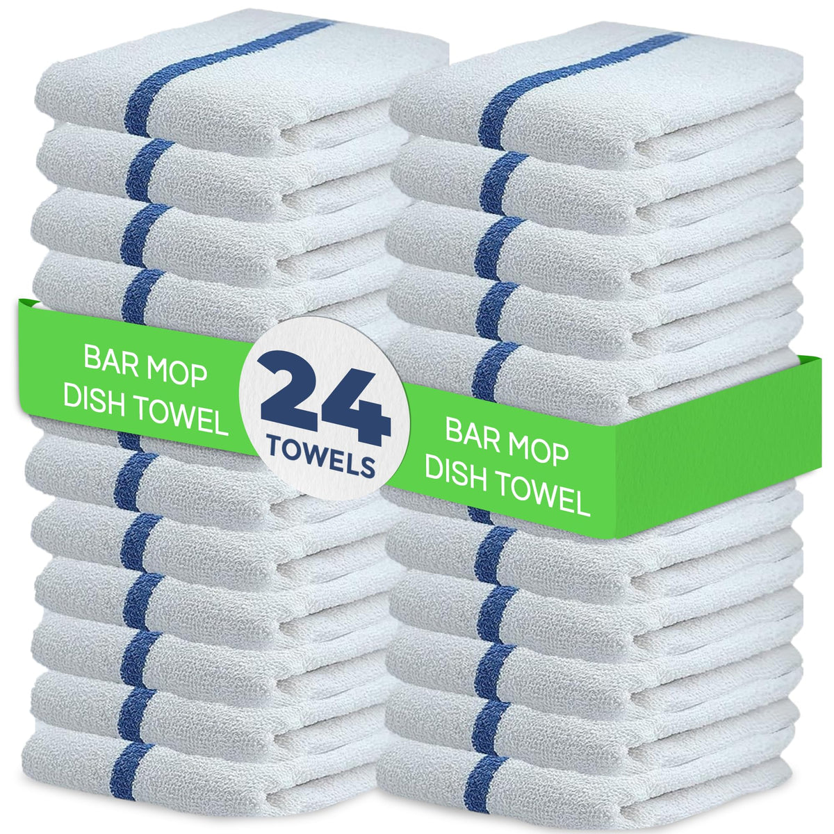 Towels N More 24 Pk 16x19 Cotton Kitchen Cleaning 30 Oz Bar Mop Towel Blue