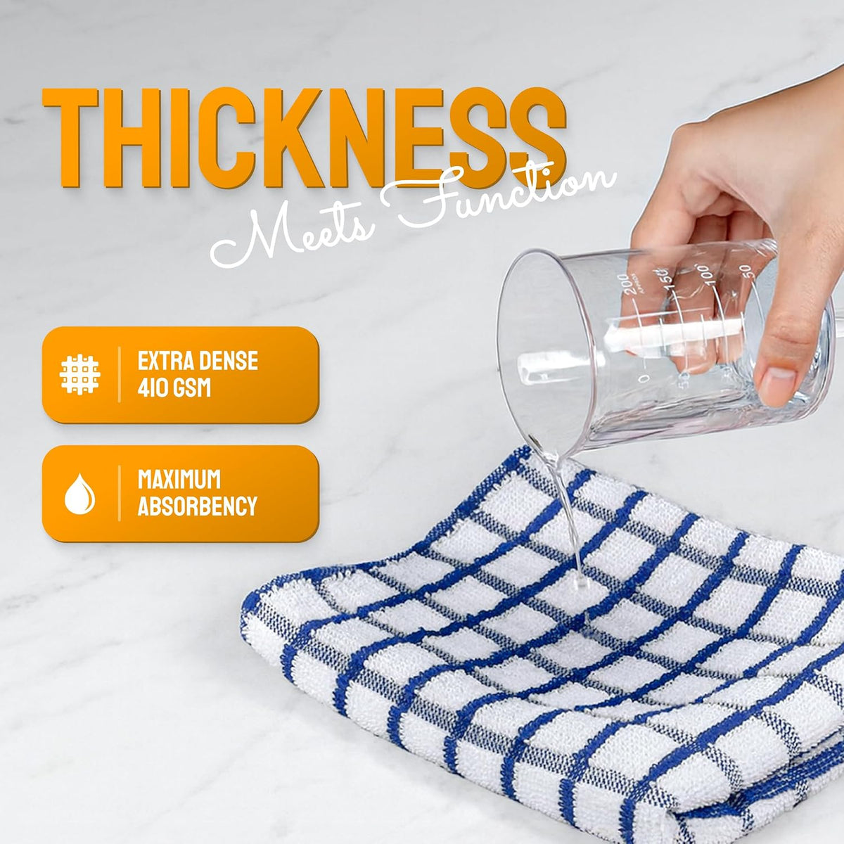 Premium Dish Towels for Kitchen, 8 Pack, 16x26 - Thick 410 GSM, Multicolor
