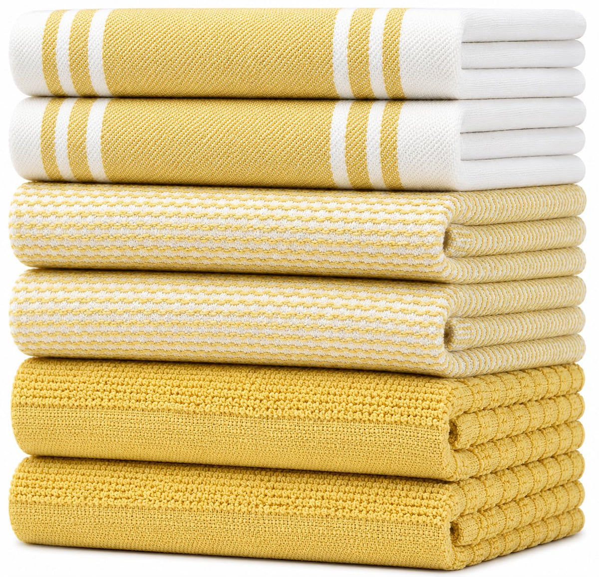 Bumble Premium Dish Cloths 13"x13" (6 Pack) | 100% Natural Ring Spun Cotton | 400 GSM | Highly Absorbent & Soft |Yarn Dyed & Solid Dyed Terry Dish Cloth Set - Tan