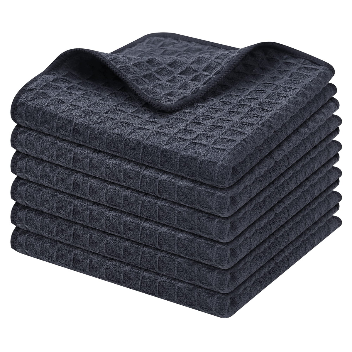 Homaxy Microfiber Waffle Weave Kitchen Dish Cloths, 6-Pack, White