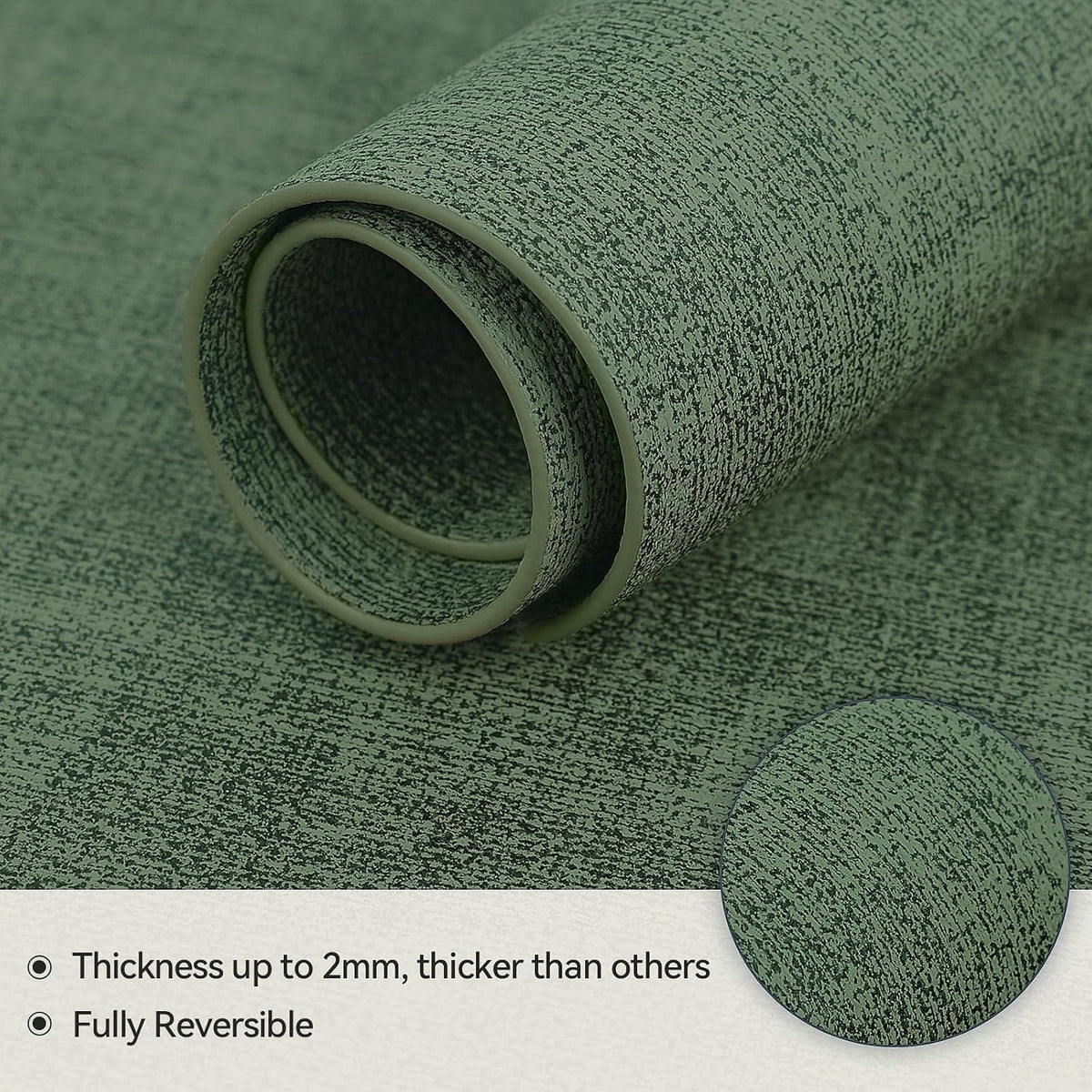Round Table Placemats Set of 4, Faux Leather Wedge Place Mats, Green