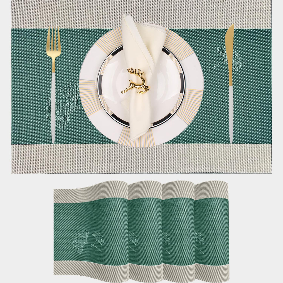 PIGCHCY Placemats,Durable Placemats for Dining Table,Washable Woven Vinyl Kitchen Placemats Set of 4 (Brown)