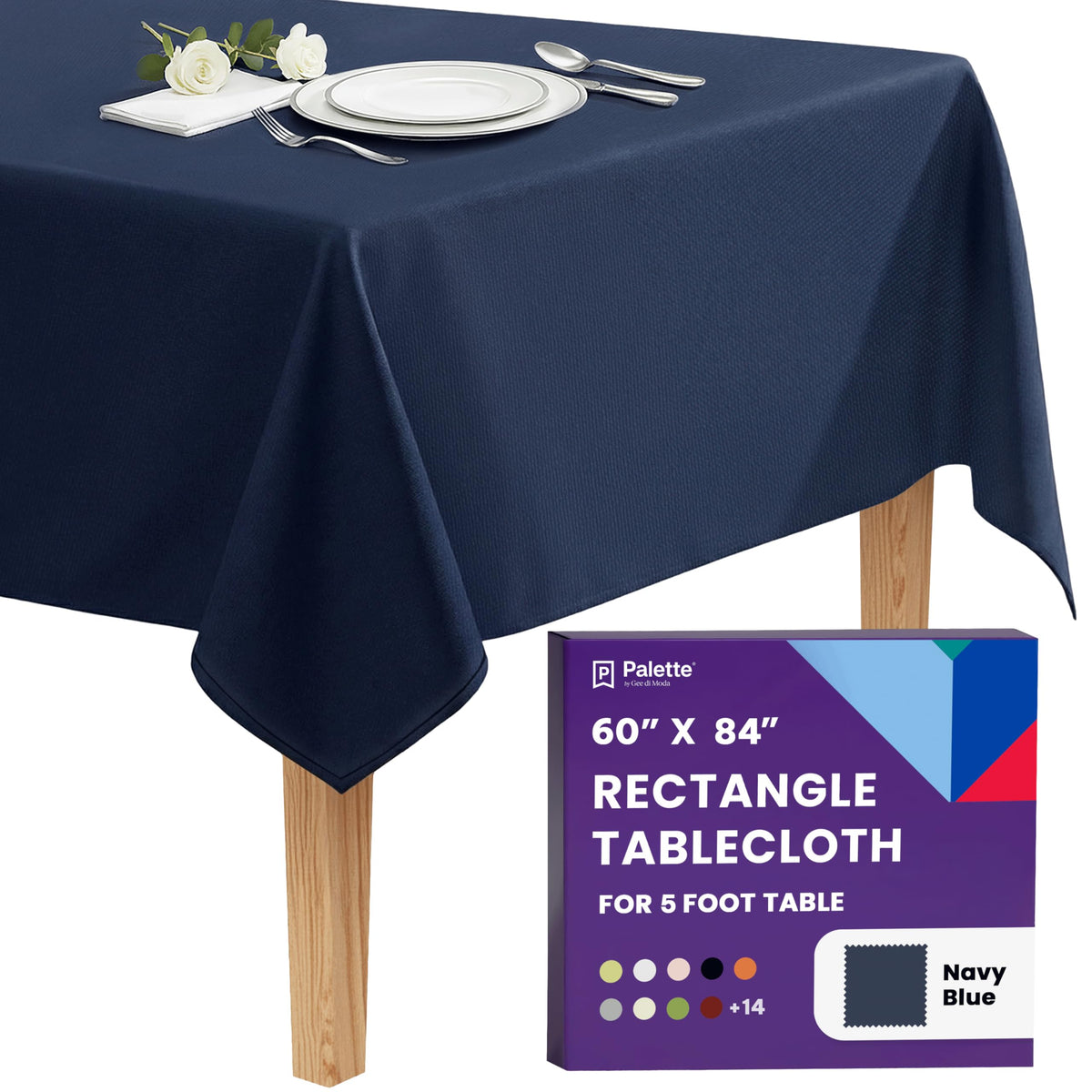 Gee Di Moda Rectangle Tablecloth - 90 x 132 Inch Beige Table Cloth for 6 Foot Tables with Floor-Length Drop - Heavy Duty Washable Fabric for Holiday Party, Dinner, Weddings & Baby Shower