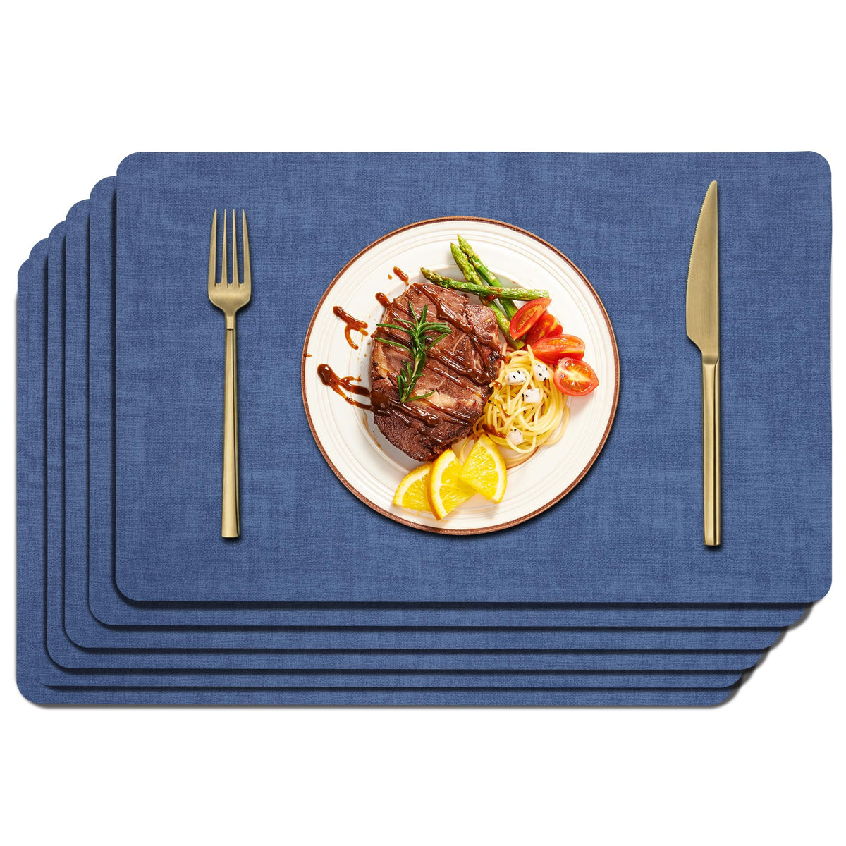 Maxpearl Faux Leather Placemats Set of 6, Easy to Clean, Grey