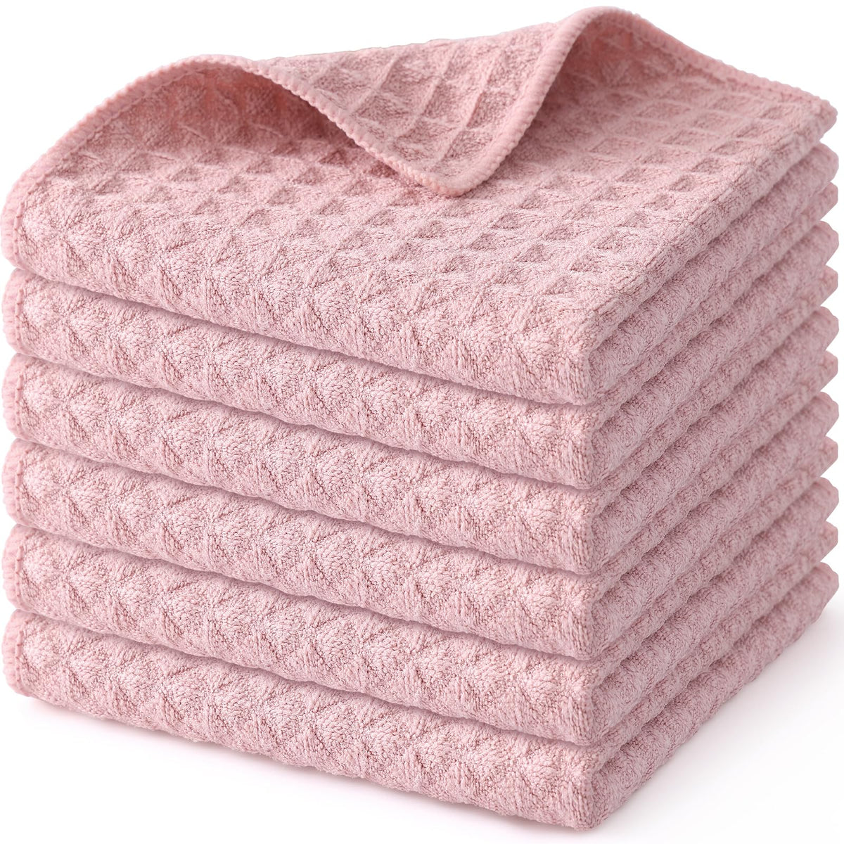 Homaxy Microfiber Waffle Weave Kitchen Dish Cloths, 6-Pack, White