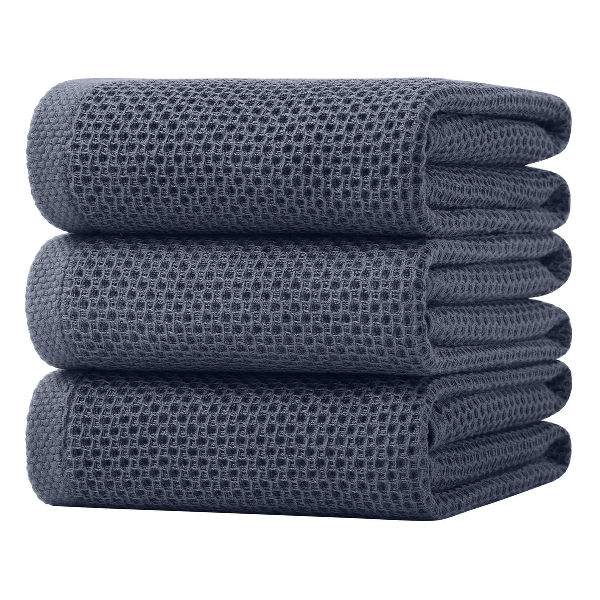 Homaxy 100% Cotton Waffle Weave Kitchen Dish Cloths, 4-Pack, Dark Grey
