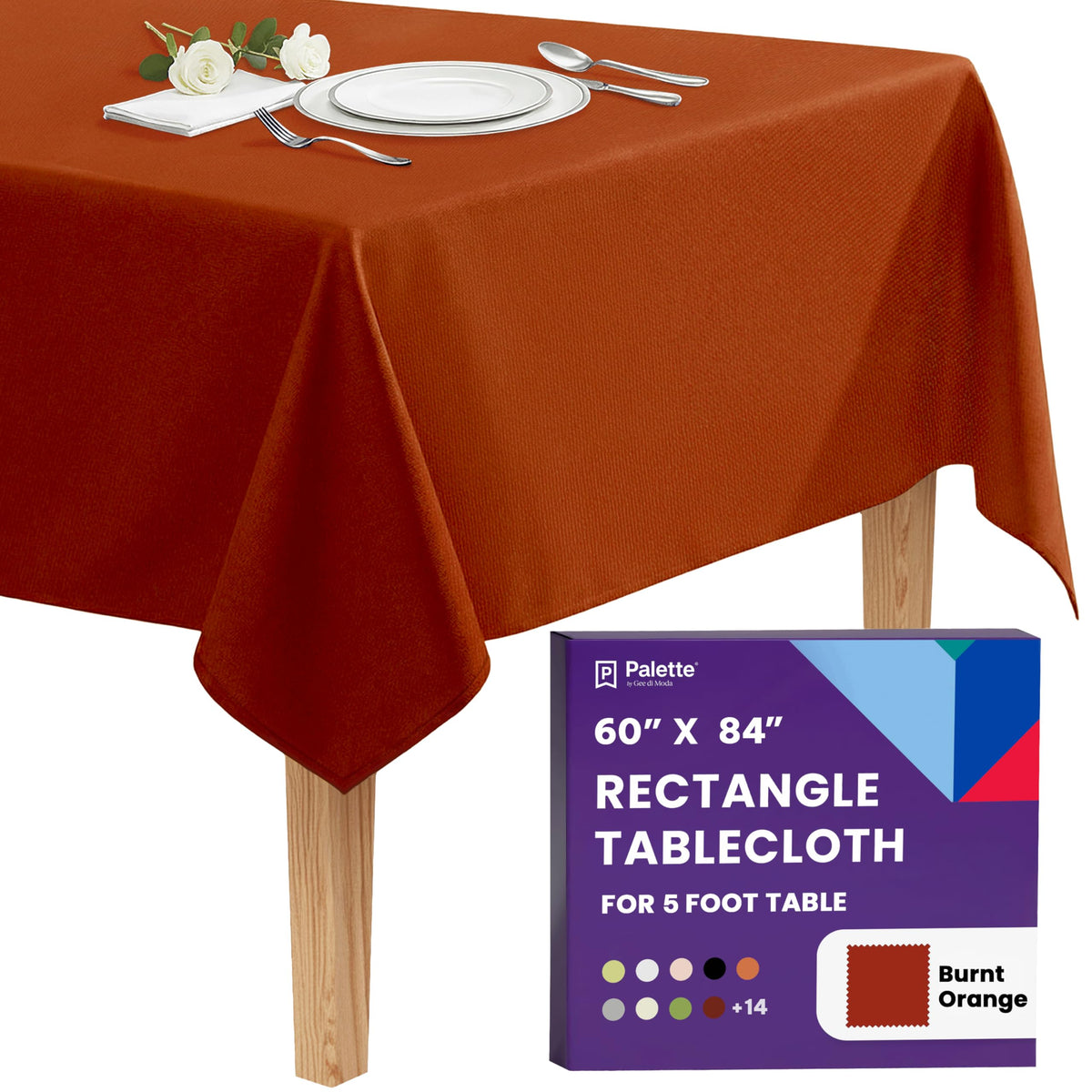Gee Di Moda Rectangle Tablecloth - 90 x 132 Inch Beige Table Cloth for 6 Foot Tables with Floor-Length Drop - Heavy Duty Washable Fabric for Holiday Party, Dinner, Weddings & Baby Shower