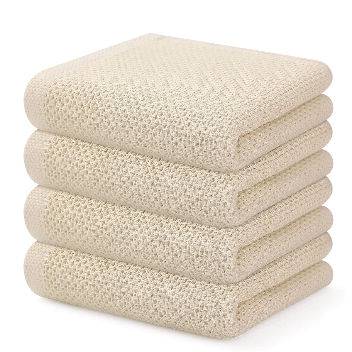 Kitinjoy 100% Cotton Waffle 6-Pack Kitchen Towels, 12" x 12", Dark Grey