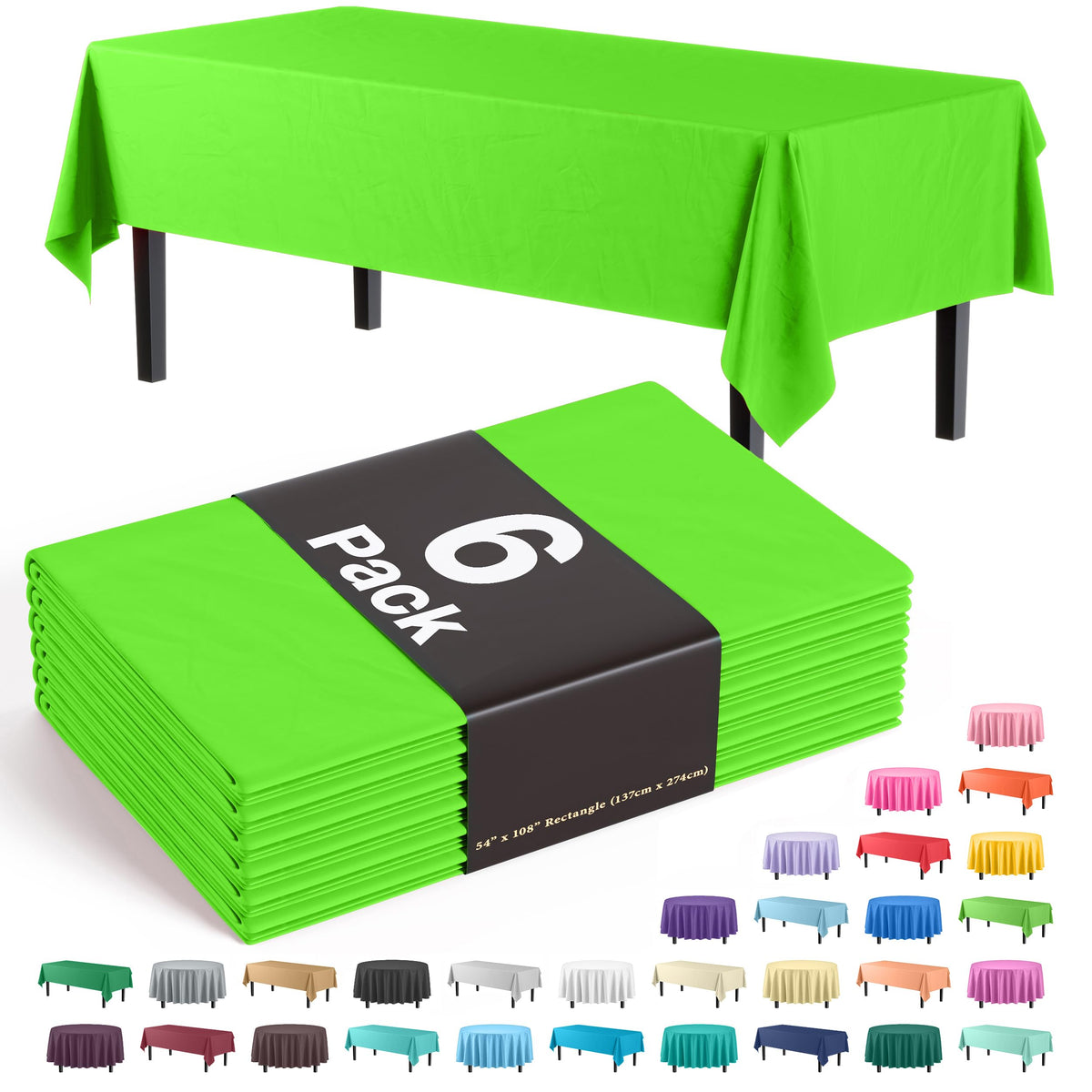Exquisite Ivory Plastic Table Cloth Disposable 6 Pack - 54 x 108 Inch Rectangle Tablecloth for 6 Foot Tables - Waterproof Table Cover for Party Wedding Birthday Graduation BBQ Catering