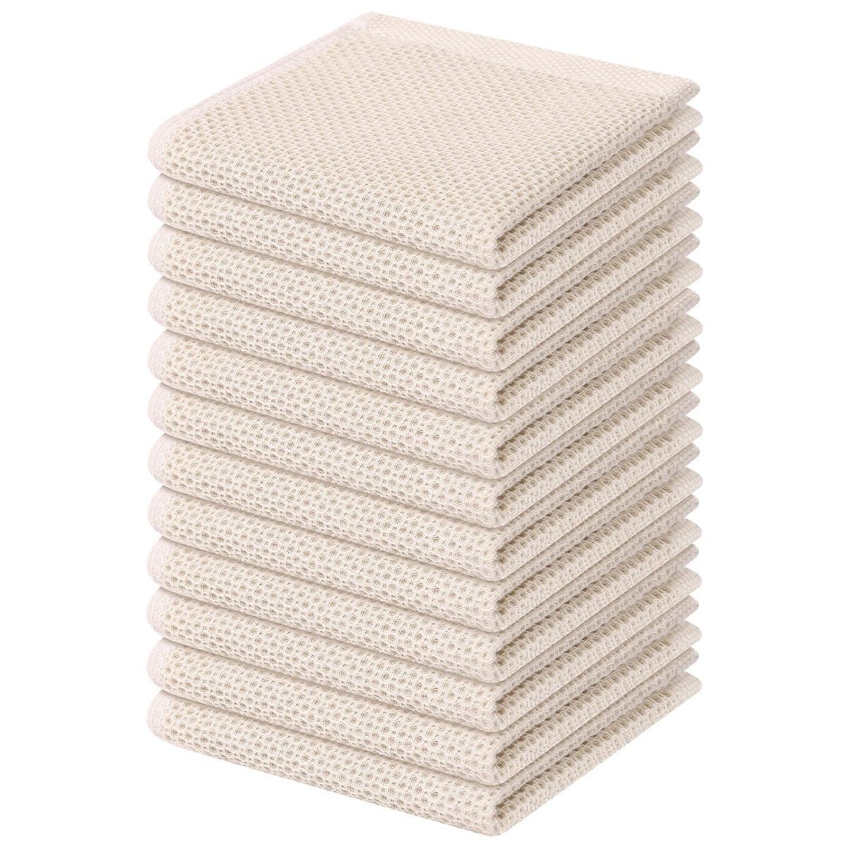 Kitinjoy 100% Cotton Waffle 6-Pack Kitchen Towels, 12" x 12", Dark Grey