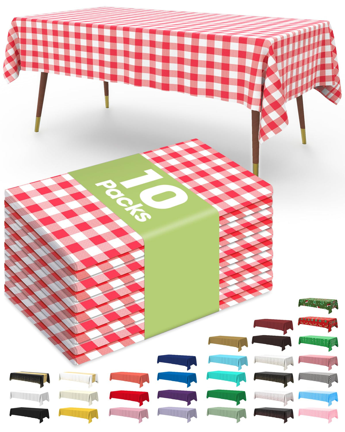 Pureegg Plastic Table Cloth Disposable 10 Pack, 54 x 108 Inch Table Cloths, Halloween Party Decorations, Summerween Decor, Halloween Tablecloths, Rectangle, Plastic Cover, Leakproof & Sturdy, Black