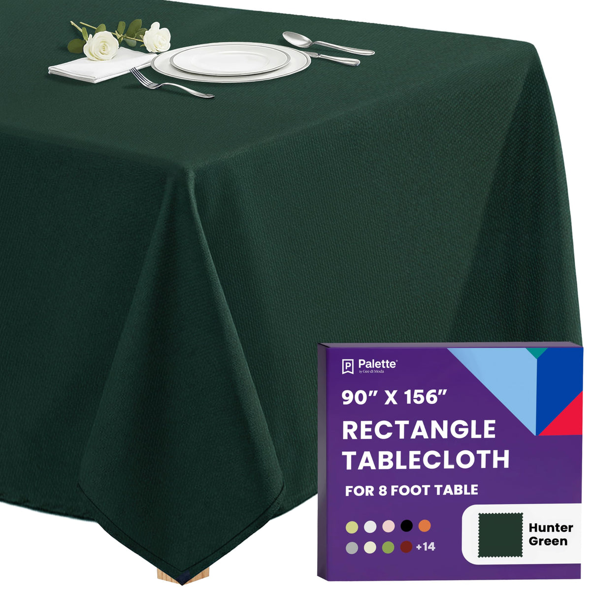 Gee Di Moda Rectangle Tablecloth - 90 x 132 Inch Beige Table Cloth for 6 Foot Tables with Floor-Length Drop - Heavy Duty Washable Fabric for Holiday Party, Dinner, Weddings & Baby Shower