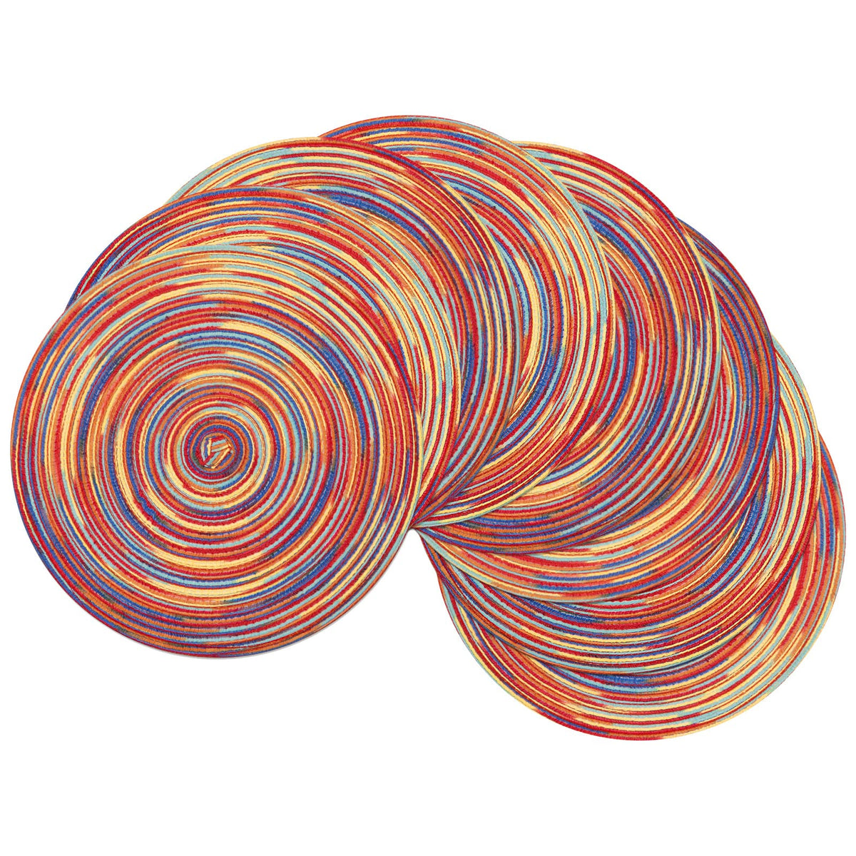 SHACOS Round Braided Placemats Set of 4 Dining Table Placemats 15 inch Circle Place Mats Easy to Clean Table Mats Indoor Outdoor, Blue Gray