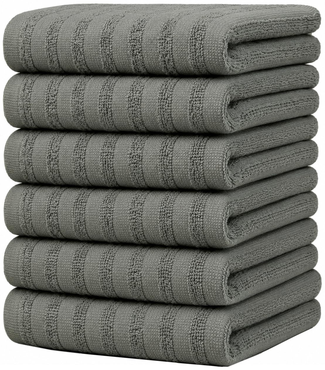 Bumble Premium Dish Cloths 13"x13" (6 Pack) | 100% Natural Ring Spun Cotton | 400 GSM | Highly Absorbent & Soft |Yarn Dyed & Solid Dyed Terry Dish Cloth Set - Tan
