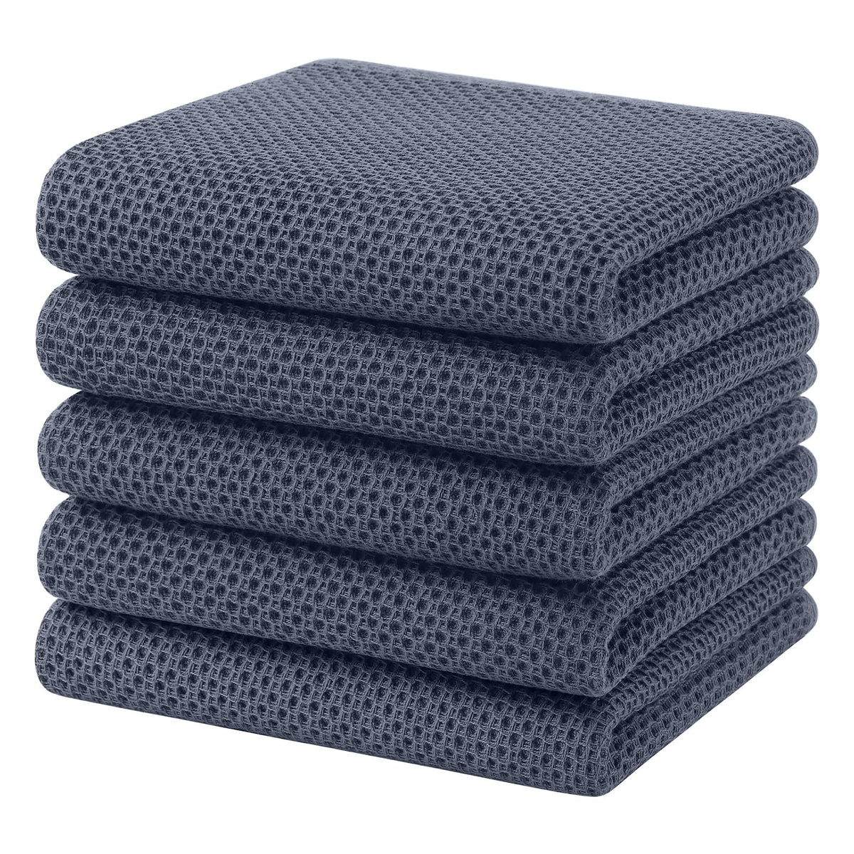 Homaxy 100% Cotton Waffle Weave Kitchen Dish Cloths, 4-Pack, Dark Grey