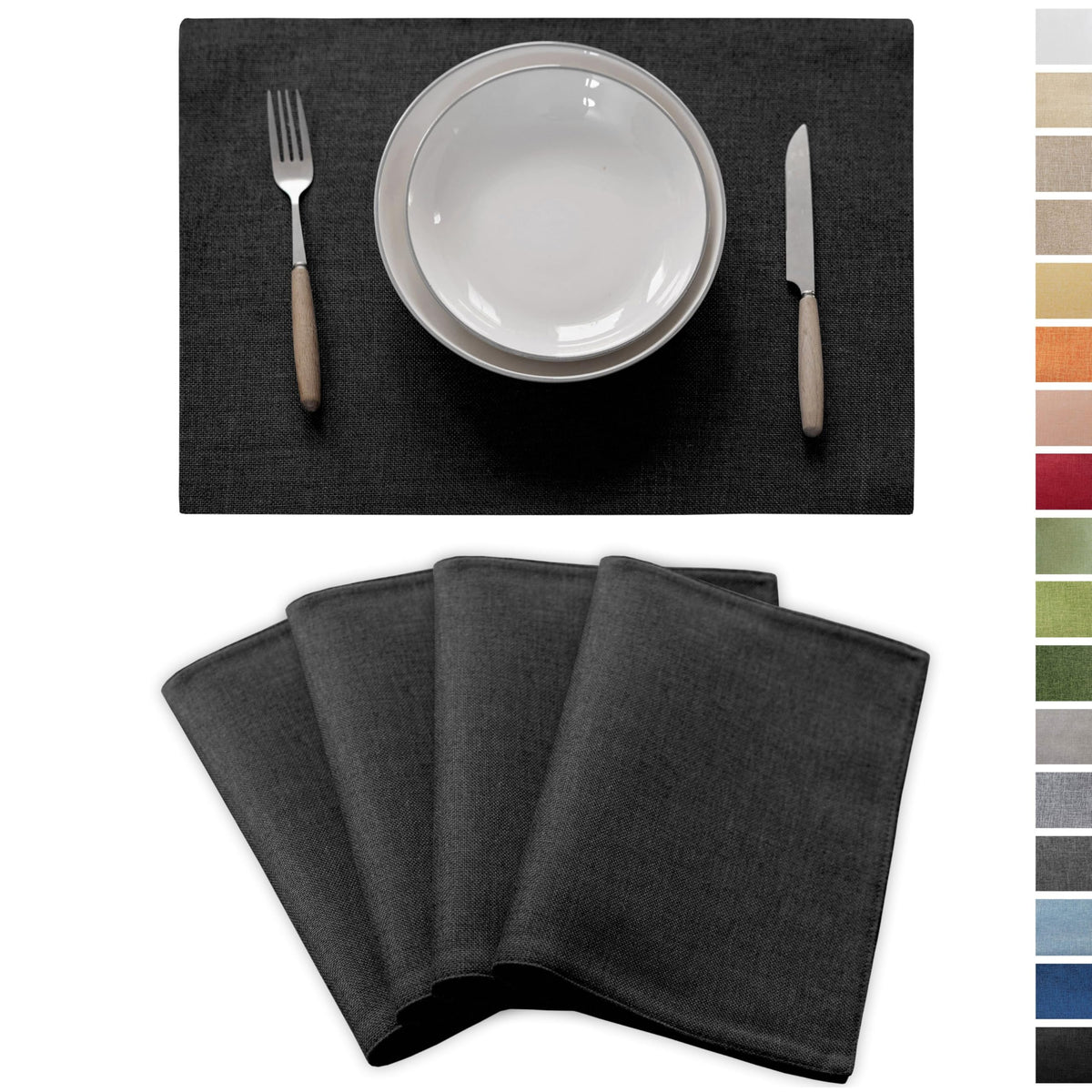 Demetex Cloth Placemats Green Set of 4 Vintage Textured Linen Place Mats Heat Resistant Plate Placemat for Kitchen Dinning Table, Green