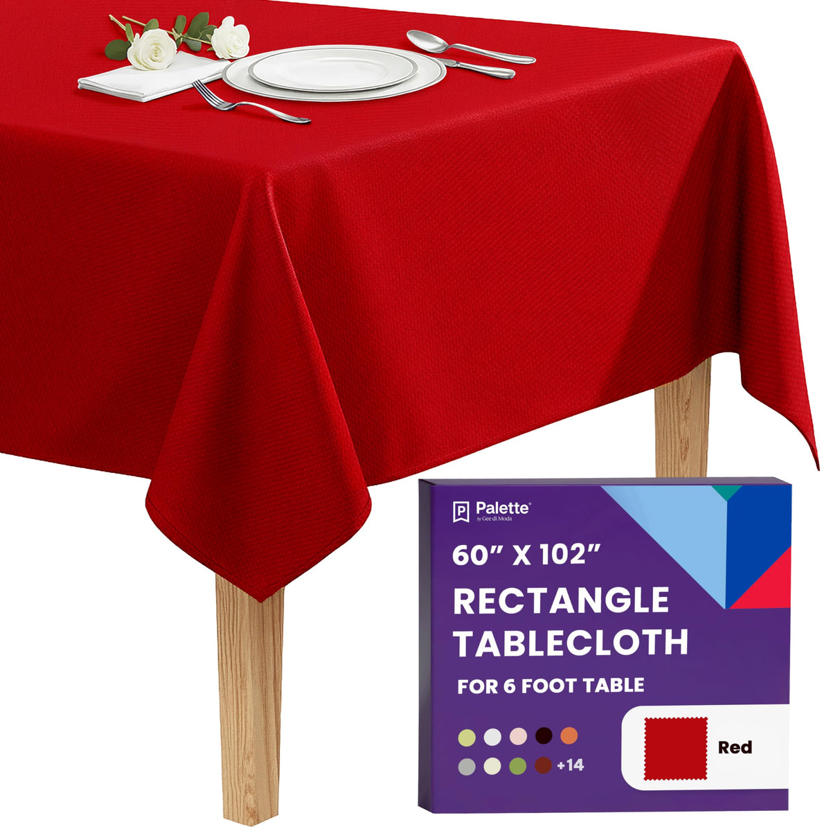 Gee Di Moda Rectangle Tablecloth - 90 x 132 Inch Beige Table Cloth for 6 Foot Tables with Floor-Length Drop - Heavy Duty Washable Fabric for Holiday Party, Dinner, Weddings & Baby Shower