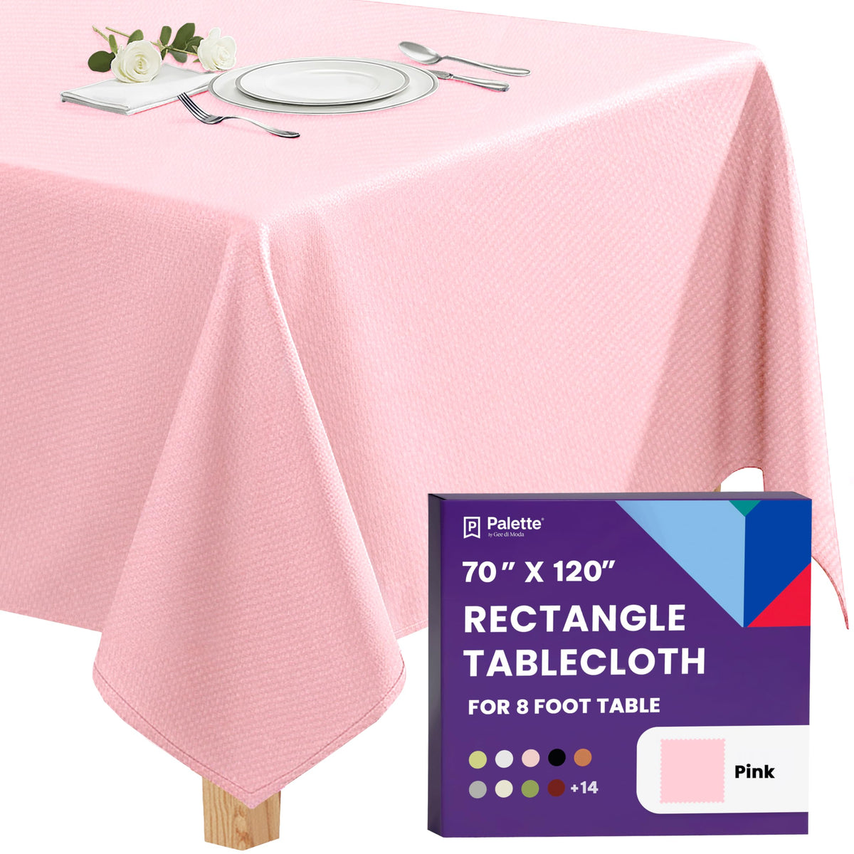 Gee Di Moda Rectangle Tablecloth - 90 x 132 Inch Beige Table Cloth for 6 Foot Tables with Floor-Length Drop - Heavy Duty Washable Fabric for Holiday Party, Dinner, Weddings & Baby Shower