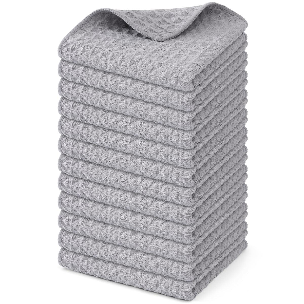 Homaxy Microfiber Waffle Weave Kitchen Dish Cloths, 6-Pack, White