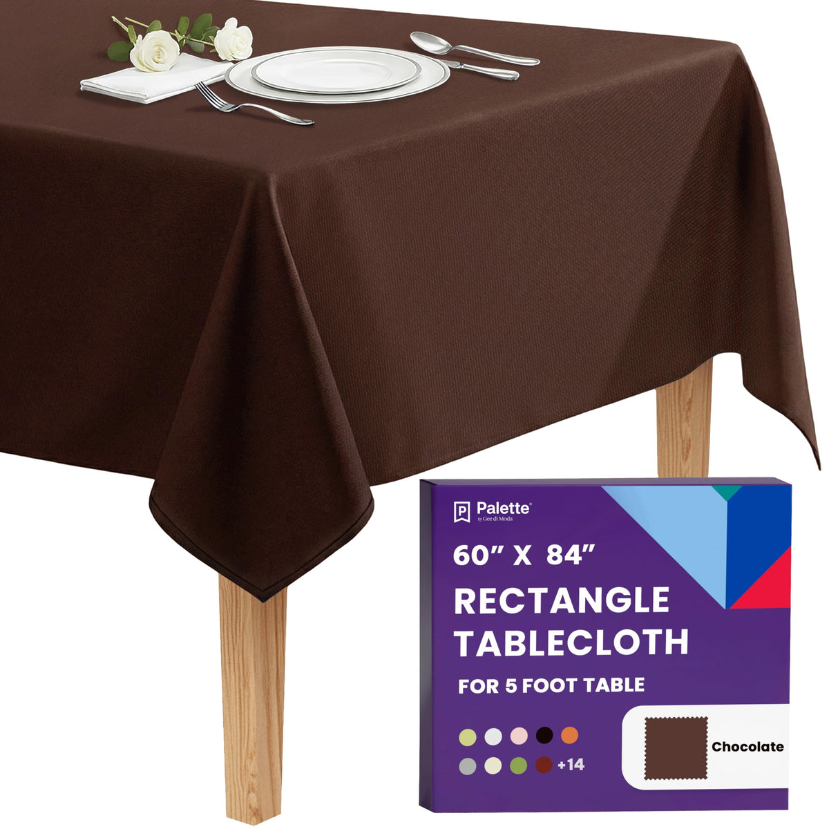 Gee Di Moda Rectangle Tablecloth - 90 x 132 Inch Beige Table Cloth for 6 Foot Tables with Floor-Length Drop - Heavy Duty Washable Fabric for Holiday Party, Dinner, Weddings & Baby Shower