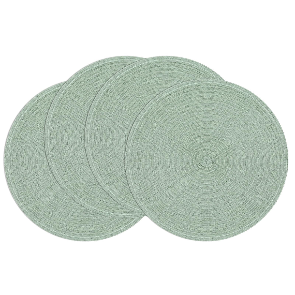 SHACOS Round Braided Placemats Set of 4 Dining Table Placemats 15 inch Circle Place Mats Easy to Clean Table Mats Indoor Outdoor, Blue Gray