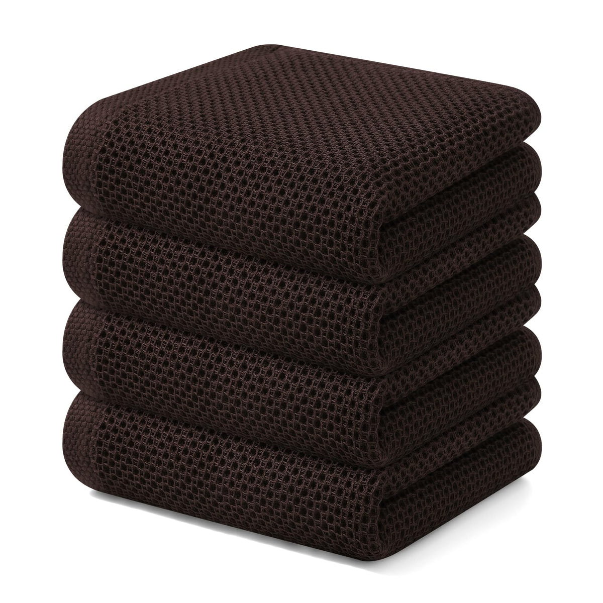 Kitinjoy 100% Cotton Waffle 6-Pack Kitchen Towels, 12" x 12", Dark Grey
