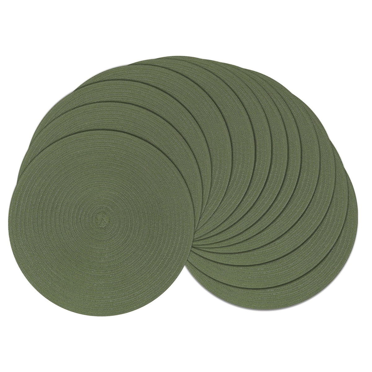 SHACOS Round Braided Placemats Set of 4 Dining Table Placemats 15 inch Circle Place Mats Easy to Clean Table Mats Indoor Outdoor, Blue Gray