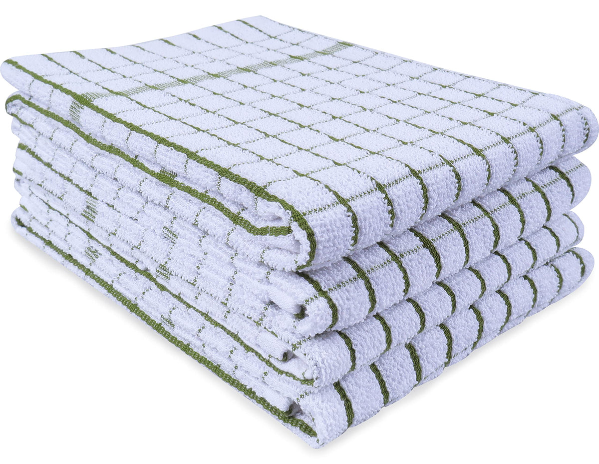 AMOUR INFINI Kitchen Dish Cloths Set of 8 - Ultra Soft, Highly Absorbent, Quick-Drying Terry Cotton Dishcloths 12"x12" Inch Wash & Cleaning Cloths for Kitchen & Dishwashing (D.Grey)