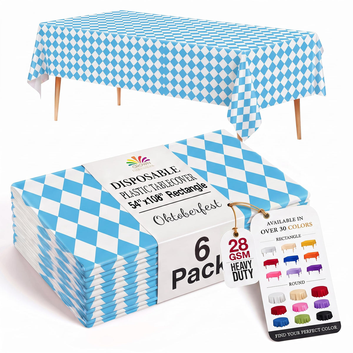 Exquisite Ivory Plastic Table Cloth Disposable 6 Pack - 54 x 108 Inch Rectangle Tablecloth for 6 Foot Tables - Waterproof Table Cover for Party Wedding Birthday Graduation BBQ Catering