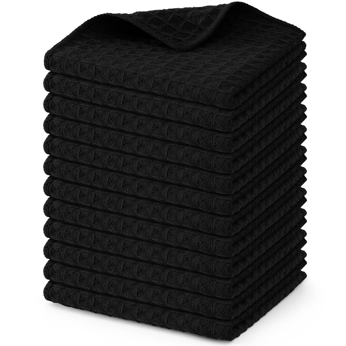 Homaxy Microfiber Waffle Weave Kitchen Dish Cloths, 6-Pack, White