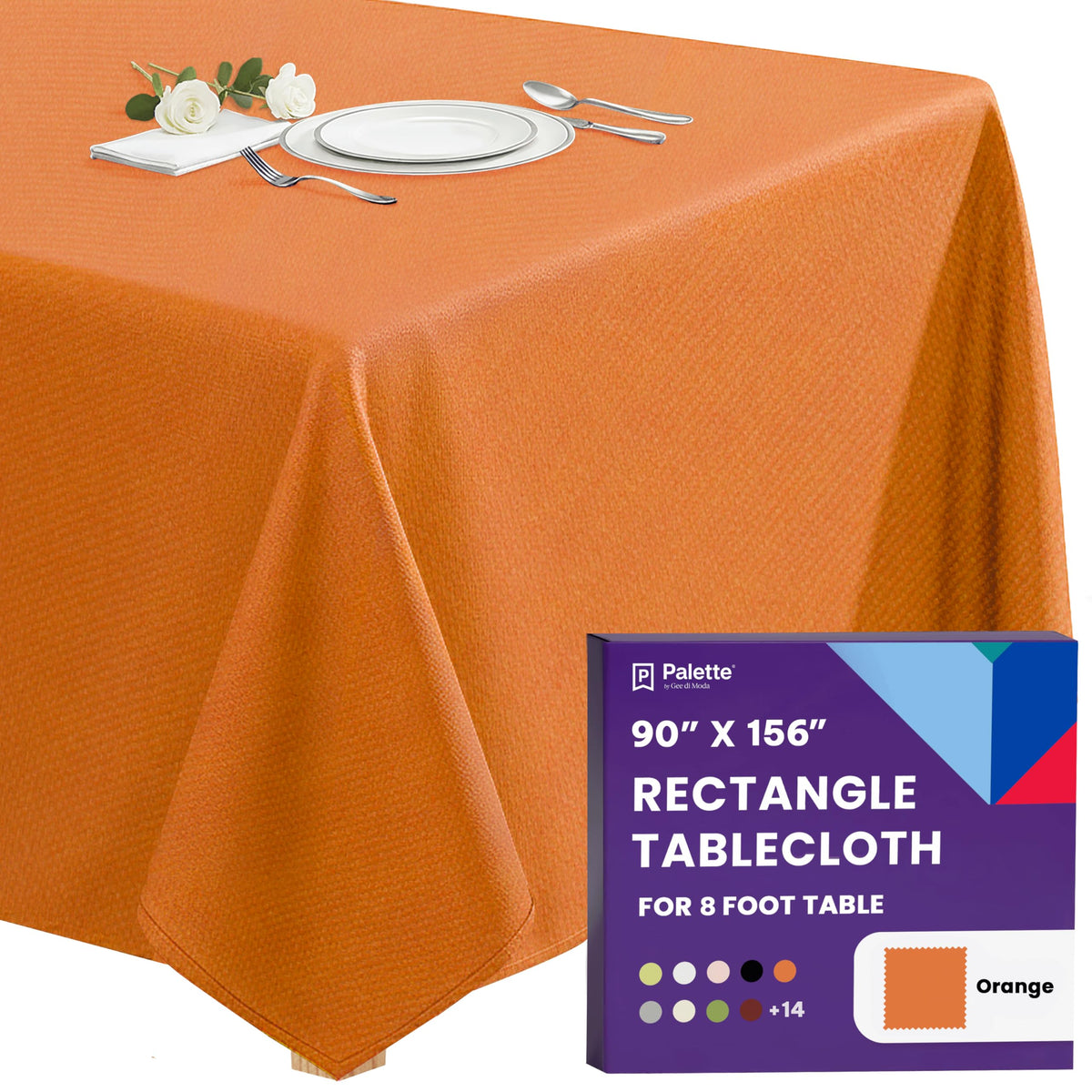 Gee Di Moda Rectangle Tablecloth - 90 x 132 Inch Beige Table Cloth for 6 Foot Tables with Floor-Length Drop - Heavy Duty Washable Fabric for Holiday Party, Dinner, Weddings & Baby Shower