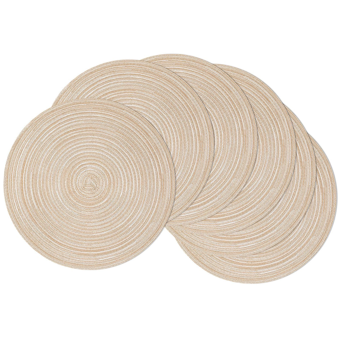 SHACOS Round Braided Placemats Set of 4 Dining Table Placemats 15 inch Circle Place Mats Easy to Clean Table Mats Indoor Outdoor, Blue Gray