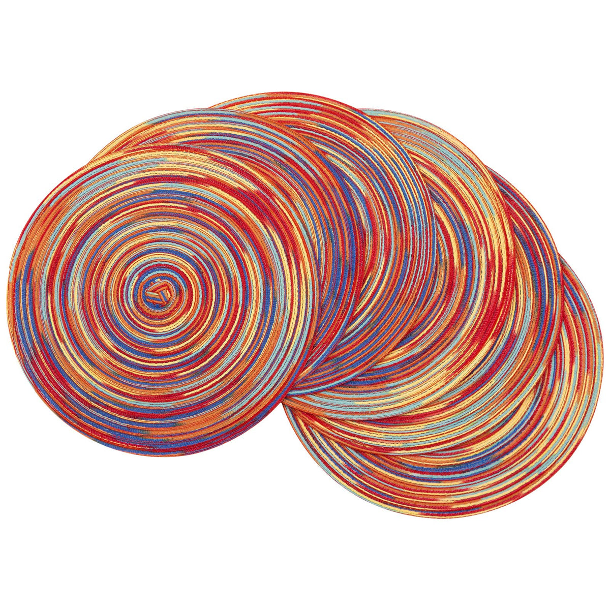 SHACOS Round Braided Placemats Set of 4 Dining Table Placemats 15 inch Circle Place Mats Easy to Clean Table Mats Indoor Outdoor, Blue Gray
