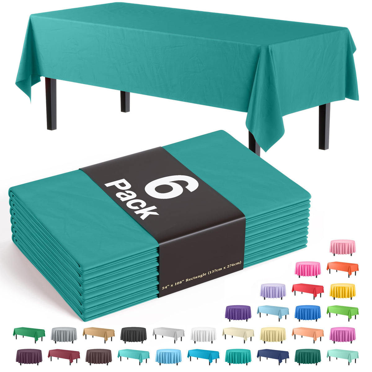 Exquisite Ivory Plastic Table Cloth Disposable 6 Pack - 54 x 108 Inch Rectangle Tablecloth for 6 Foot Tables - Waterproof Table Cover for Party Wedding Birthday Graduation BBQ Catering