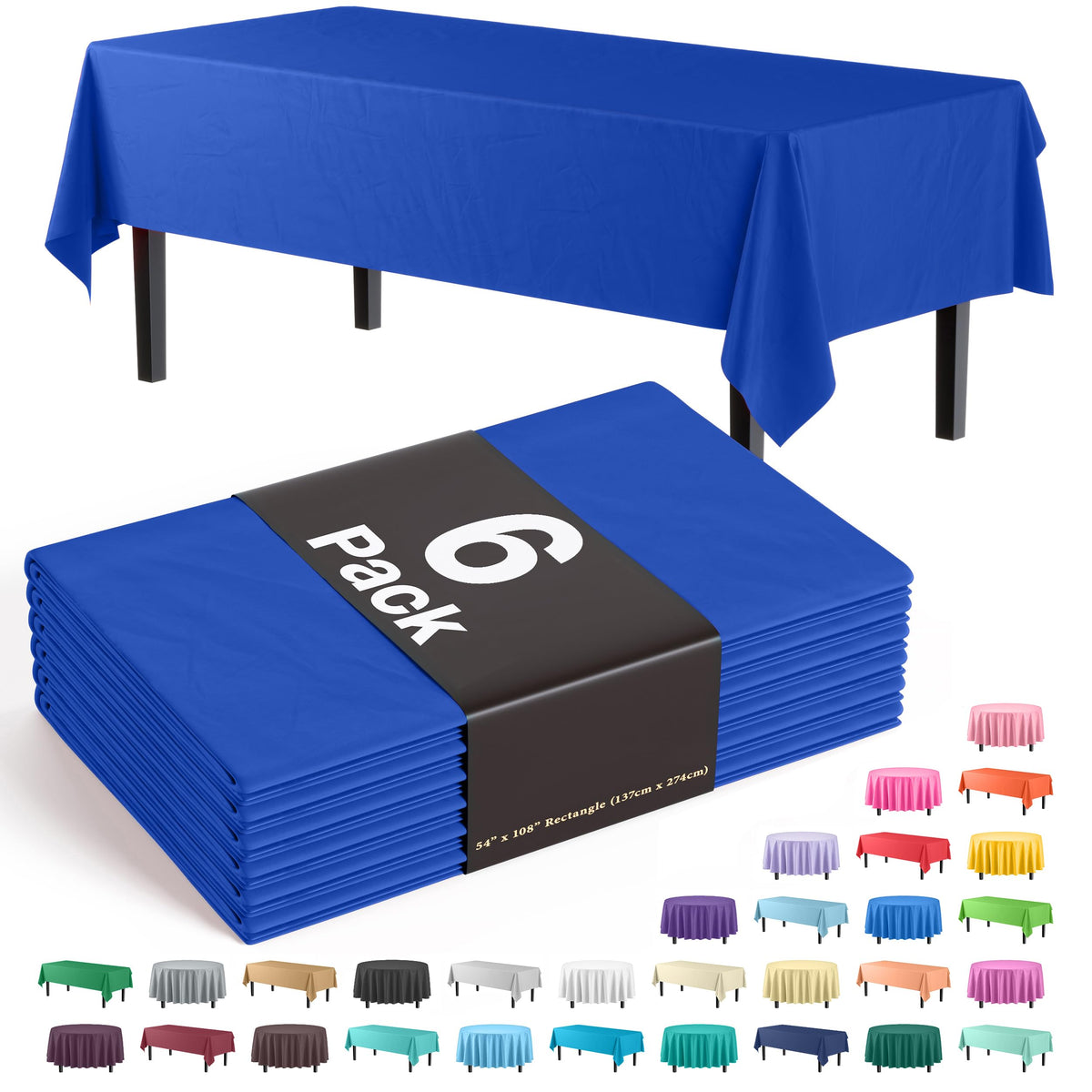 Exquisite Ivory Plastic Table Cloth Disposable 6 Pack - 54 x 108 Inch Rectangle Tablecloth for 6 Foot Tables - Waterproof Table Cover for Party Wedding Birthday Graduation BBQ Catering