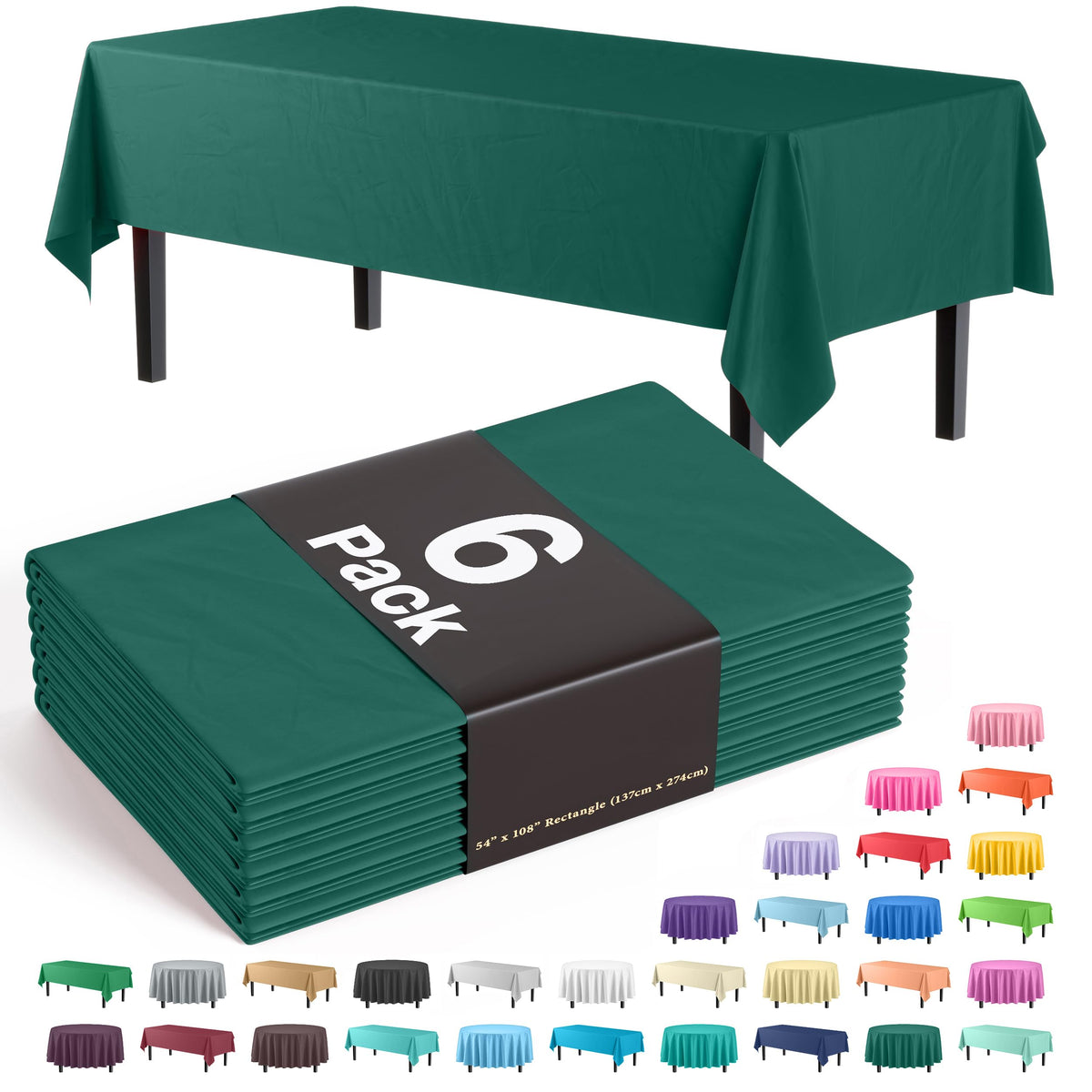 Exquisite Ivory Plastic Table Cloth Disposable 6 Pack - 54 x 108 Inch Rectangle Tablecloth for 6 Foot Tables - Waterproof Table Cover for Party Wedding Birthday Graduation BBQ Catering