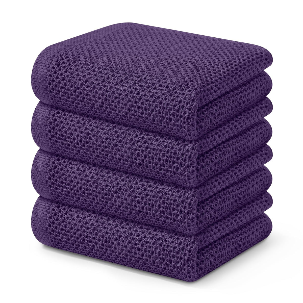 Kitinjoy 100% Cotton Waffle 6-Pack Kitchen Towels, 12" x 12", Dark Grey