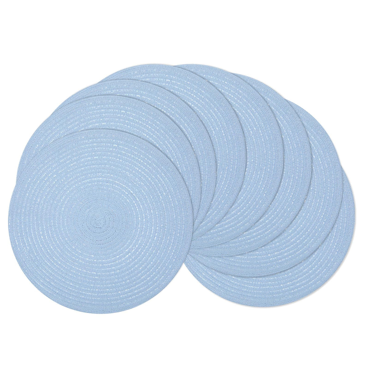 SHACOS Round Braided Placemats Set of 4 Dining Table Placemats 15 inch Circle Place Mats Easy to Clean Table Mats Indoor Outdoor, Blue Gray