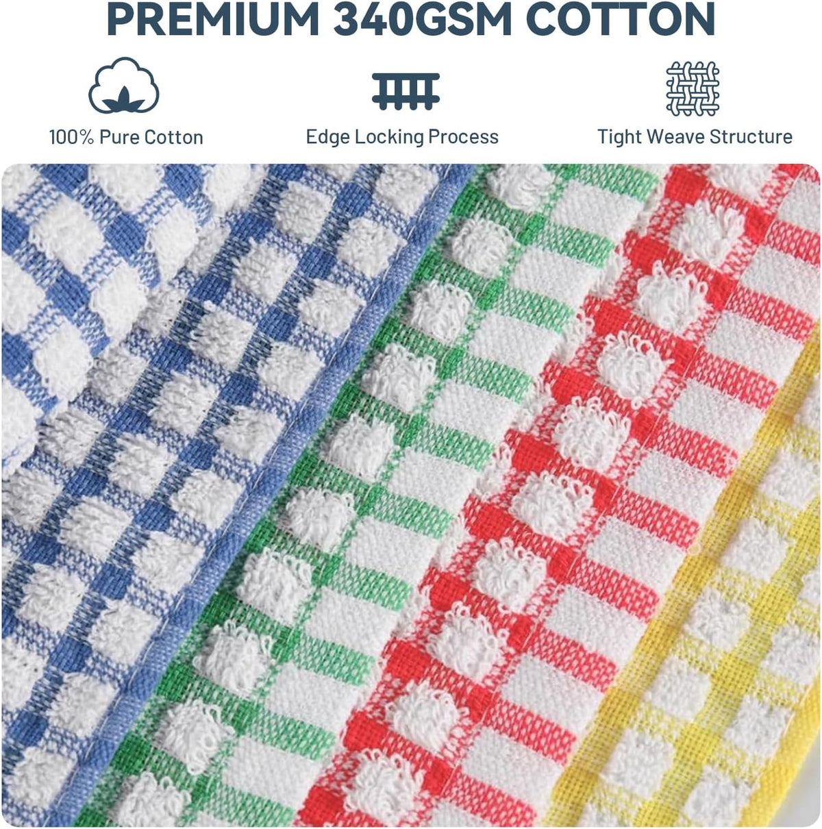 Egles 12 Pack 100% Cotton Kitchen Dish Cloths, 12 x 12 Inch Dishcloths