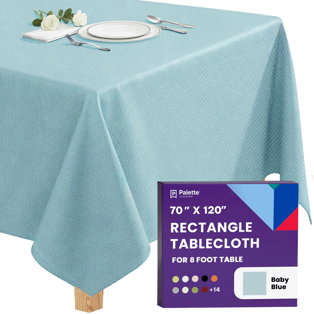 Gee Di Moda Rectangle Tablecloth - 90 x 132 Inch Beige Table Cloth for 6 Foot Tables with Floor-Length Drop - Heavy Duty Washable Fabric for Holiday Party, Dinner, Weddings & Baby Shower
